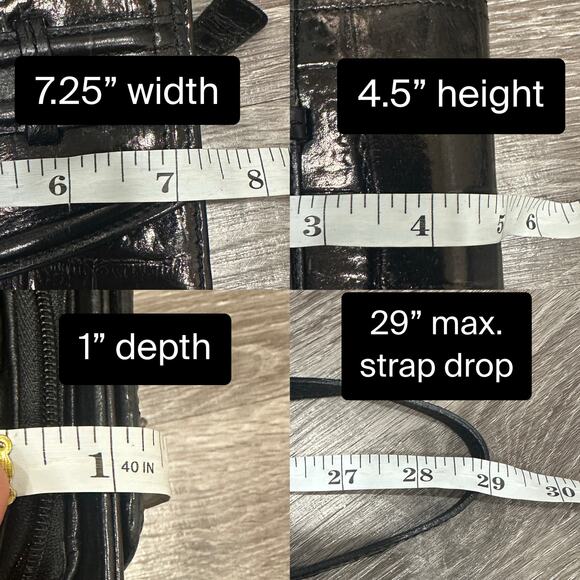 Brighton Vintage Black Croc Embossed Leather Crossbody Bag Heart Lock Charm Luxe - Picture 11 of 11